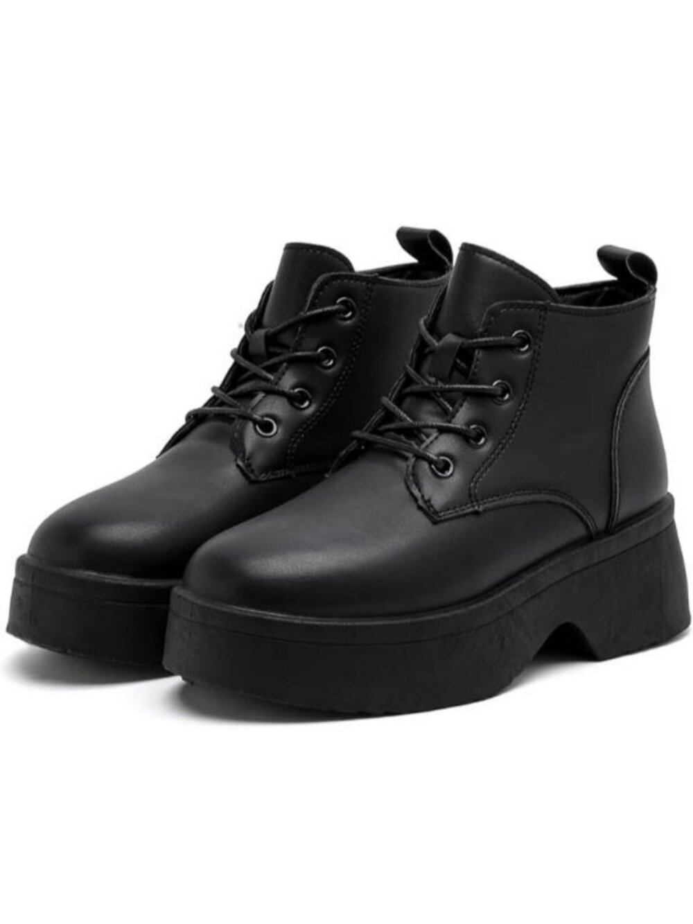 Women's Chelsea Boots Slip On Black Boots Ankle Wedge Chunky Lace Up Booties - Picture 1 of 6